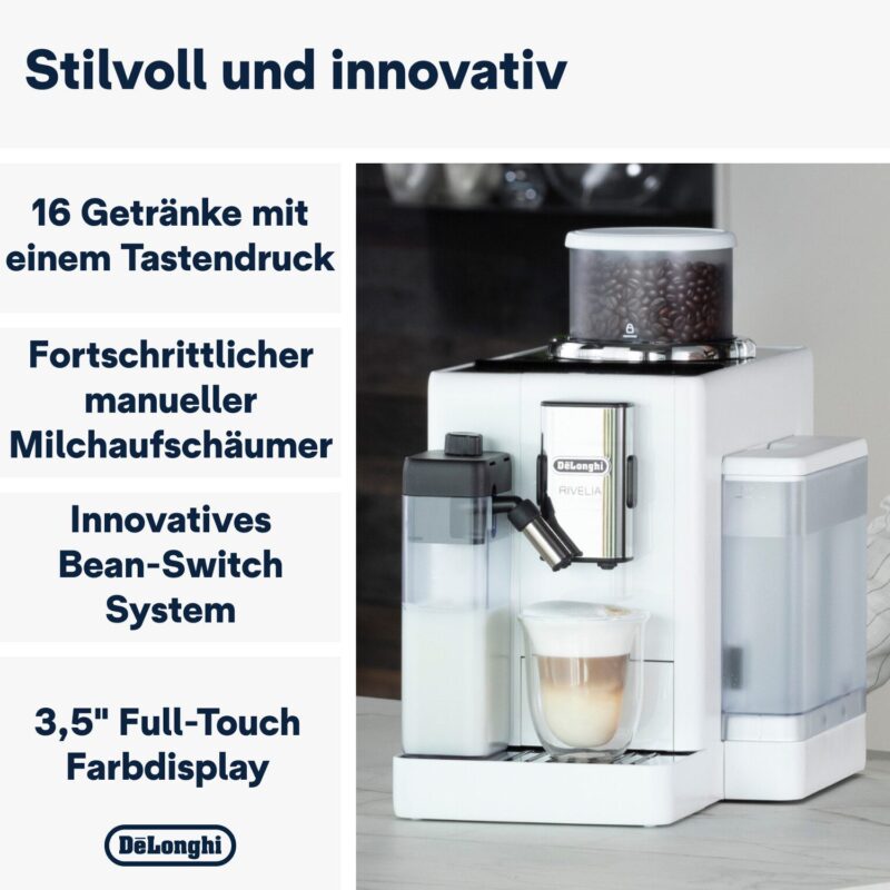 Kaffeevollautomat De’Longhi EXAM440.55.W Rivelia Milk Weiß – Bild 3