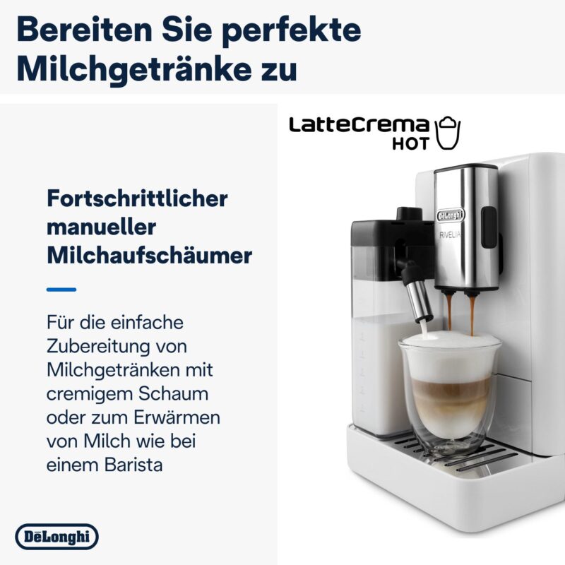 Kaffeevollautomat De’Longhi EXAM440.55.W Rivelia Milk Weiß – Bild 4