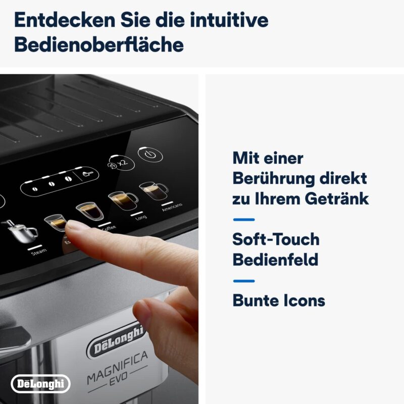 Kaffeevollautomat De’Longhi ECAM292.33.SB Magnifica Evo Silber und Schwarz – Bild 6