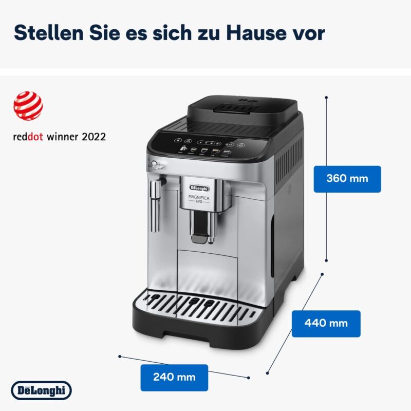 Kaffeevollautomat De’Longhi ECAM292.33.SB Magnifica Evo Silber und Schwarz – Bild 7